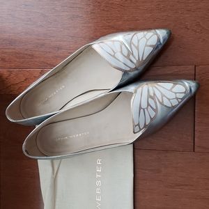 Sophia Webster Silver Butterfly Flats